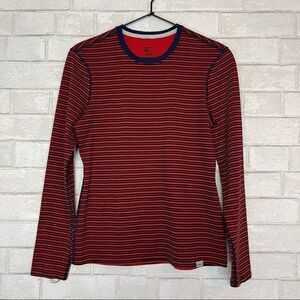 Patagonia Red and Blue Stripe Capilene Long Sleeve Base Layer Top S